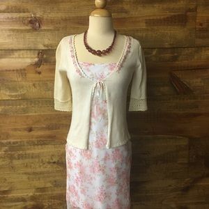 My Michelle pink floral dress with sweater sz 3/4